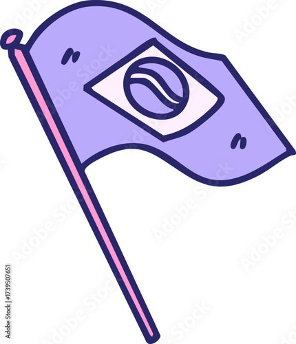 brazil national flag waving around in bright neon color