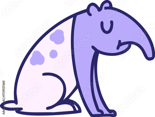 brazilian tropical tapir animal sitting in bright neon color
