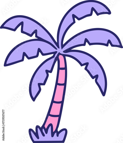 a brazilan beach palm tree in bright neon color