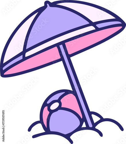 brazilian beach parasol and beachball in bright neon color