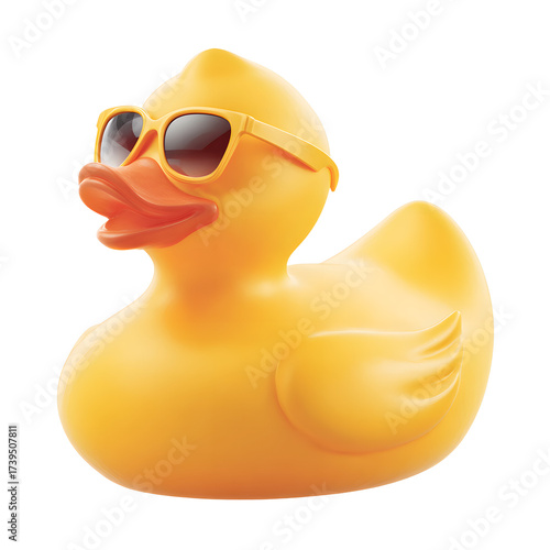 Yellow Rubber Duck Swimming Summer Fun Isolated on Transparent Background