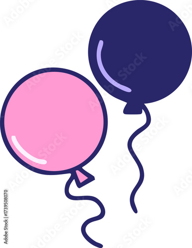 two floating brazilian carnival balloons in bright neon color