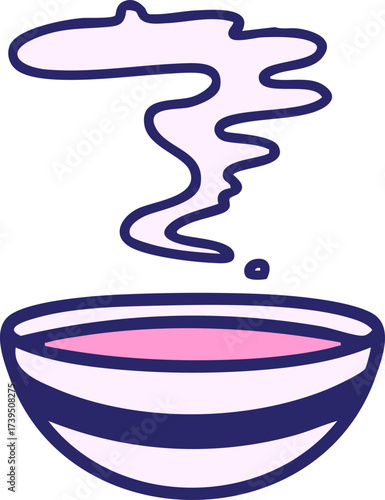 steaming bowl of japanese miso soup in bright neon color