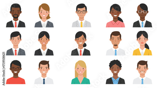 Diverse Smiling Business Professional Avatars Collection