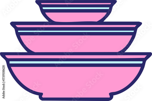 stack of ceramic cooking bowls in bright neon color