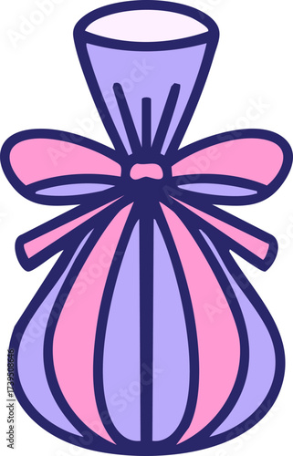 wrapped gift in japanese omiyage tradition in bright neon color