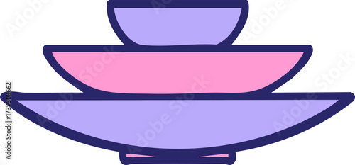 stack of ceramic japanese plates in bright neon color