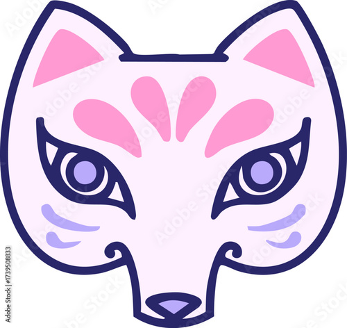 japanese kitsune traditional fox mask in bright neon color