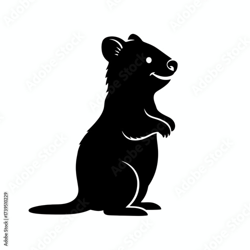 Quokka Silhouette: A charming quokka, depicted in a clean silhouette, embodies the spirit of happiness and approachability, ideal for designs.