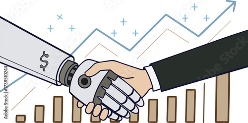 AI and Business Partnership Handshake with Growth Chart