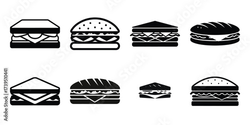 sandwich  vector icon set illustration black and white