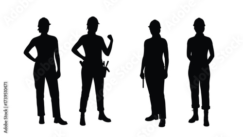 Empowered Women In Hard Hats: Professional Silhouettes