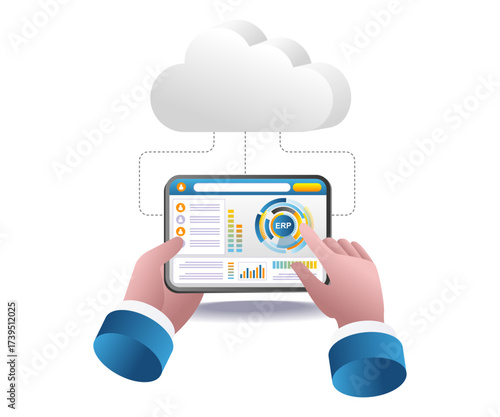 data management and cloud server control illustration