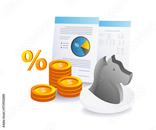 currency note design with horse icon for banking and financial concept