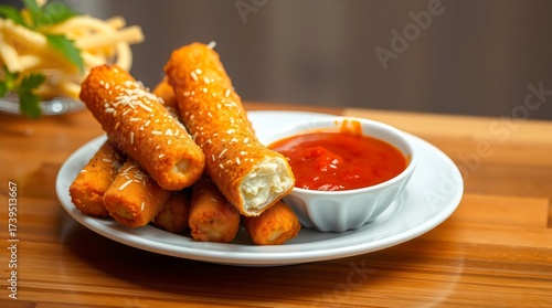 Mozzarella sticks with marinara dipping sauce