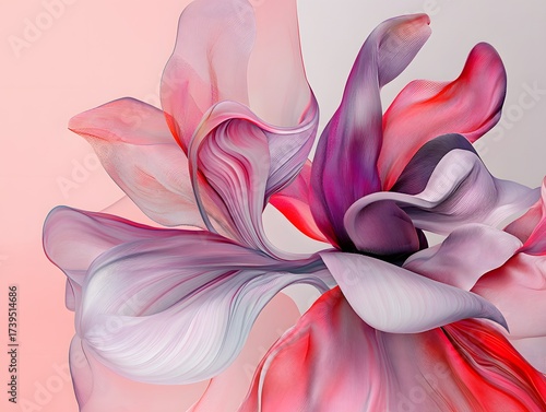 Abstract Pink Purple Flowing Fabric Flower Design