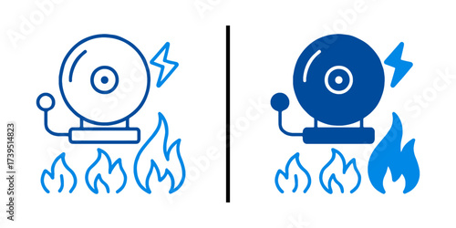 Alarming Hazard: A bold illustration contrasts the danger of fire with a visual alert, symbolized by a fire alarm and flames, effectively warning of an emergency and risk.