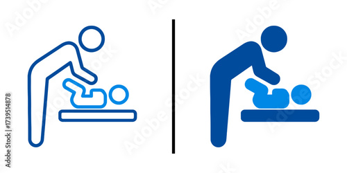 Baby Changing Icon: A simple and universal icon depicting baby changing on a table, a clear symbol for the care of infants and young children.