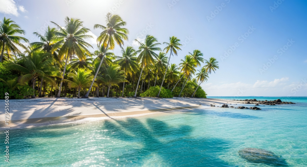 Obraz premium Secluded Island with White Sand Beach