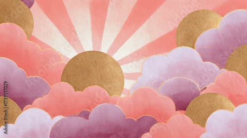Radial painting of cloud sun