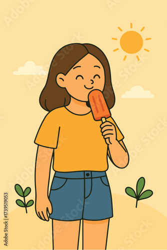 young woman enjoy ice cream in summer 
