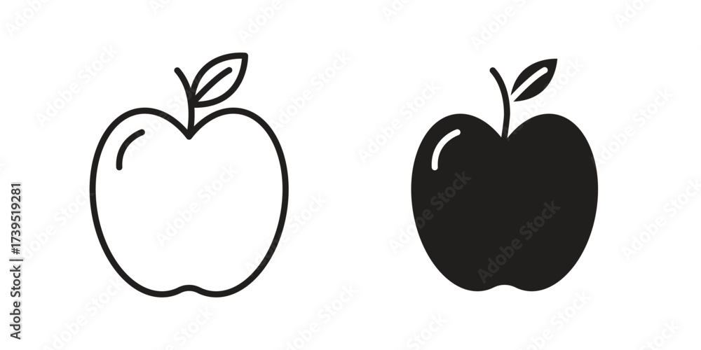 Fototapeta premium Apple icon outline illustration sign