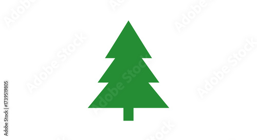 Simple Green Evergreen Tree Icon with Triangular Shape.