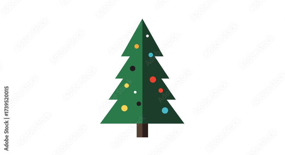 Obraz premium Stylized Christmas Tree with Colorful Ornaments and Brown Trunk.