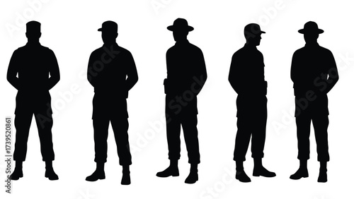 Military And Security Personnel Silhouettes Collection On White