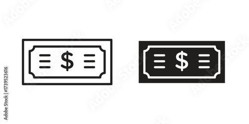 Cash icon outline illustration sign