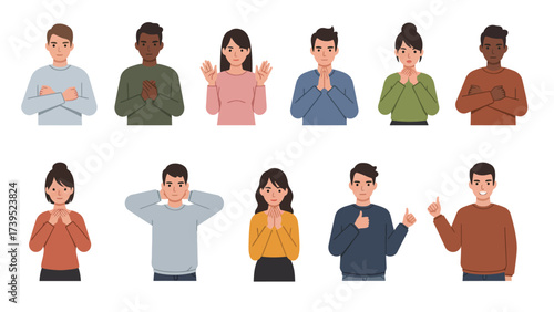 Diverse Avatars Displaying Varied Gestures, Emotions, And Body Language