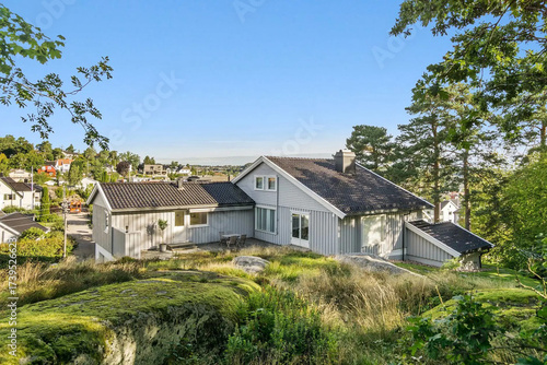 Wallpaper Mural Modern villa exterior in minimal scandinavian style, 3d rendering Torontodigital.ca