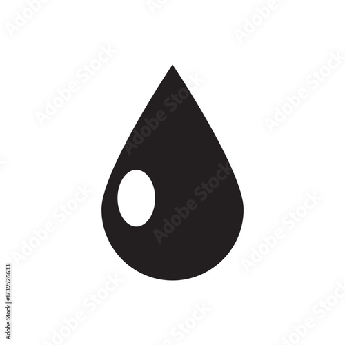 Solid Water Drop Icon for Purity and Conservation Glyph
