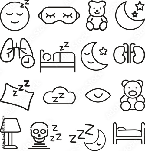 Sleep and Dreams A Collection of Line Art Icons