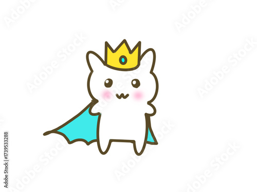 Cute cat character in royal king costume (blue theme)