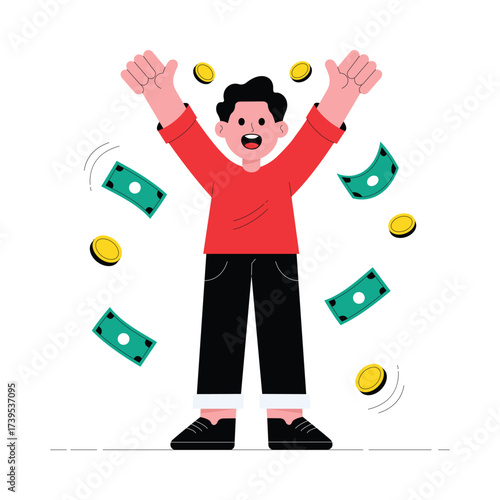 Investment Win Flat Illustration