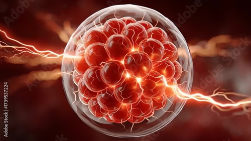 Cellular Nexus: An extraordinary glimpse into the microscopic world unveils a vibrant cluster of cells, radiating with energy, creating a visual symphony of life.