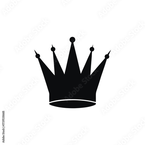Black crown vector icon regal symbol royalty elegant design scalable graphic