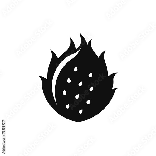 Scalable vector illustration of a fiery dragon fruit icon for digital and print projects