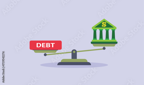 Balancing debt against financial gains on scale
