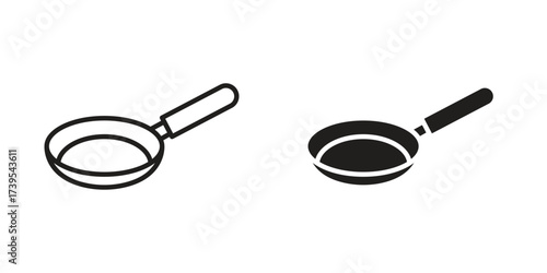 Frying pan icon outline illustration sign