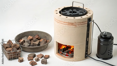 Compact portable cooking stove with wooden fuel for outdoor and indoor use