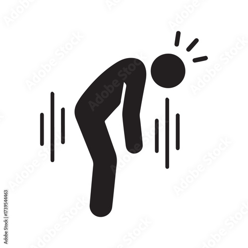 Shaking Stick Figure Icon, Trembling Person Symbolizing Sickness, Weakness, Fear, and Dizziness.
