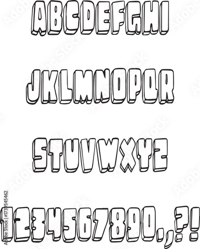 Wacky Cartoon Crazy Alphabet Lettering ABC Text Font Block Style