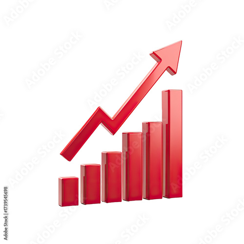 A 3D rendered red bar chart with an upward-pointing arrow against a black background Free Download A 3D rendered red bar chart with an upward-pointing arrow against a black background - GFXLoad