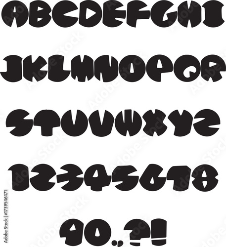 Space sci-fi typography font lettering ABC cartoon vector text