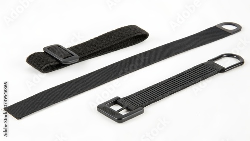 Collection of black fastening straps for various uses in industry and craft