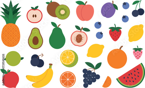 Fresh vibrant fruit assortment offers delicious options for healthy eating, perfect for recipe illustrations or marketing a juice bar concept
