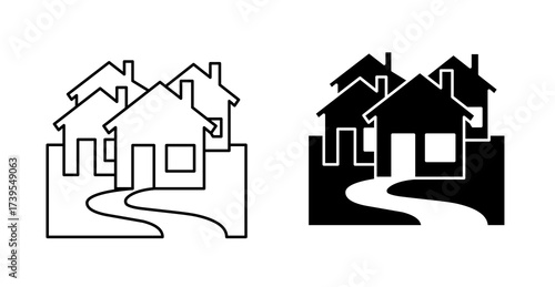 Real Estate Housing Icon – Residential Property and Community Homes