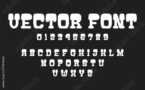 Funky Retro Display Vector Font Alphabet and Numerals Set

